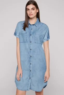 Damen CAMP DAVID & SOCCX Kurzes Jeansblusenkleid mid blue wash | XS