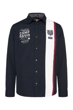 Herren CAMP DAVID & SOCCX Langarmhemd mit Color-Blocking und Artworks blue navy