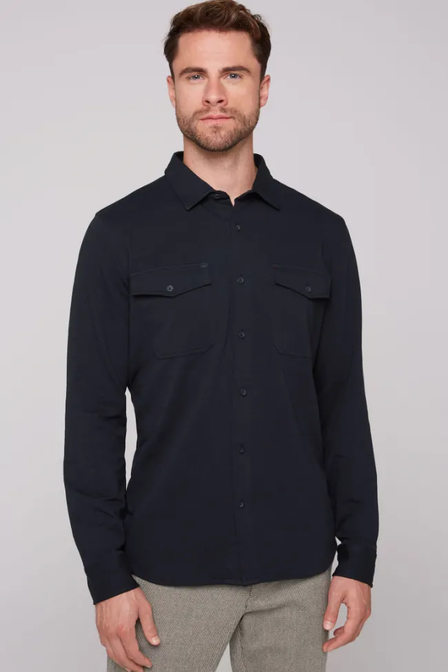 Herren CAMP DAVID & SOCCX Langarmhemd mit Klappentaschen blue navy