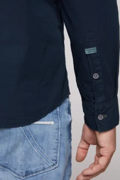 Herren CAMP DAVID & SOCCX Langarmhemd mit Logo-Stickereien blue navy