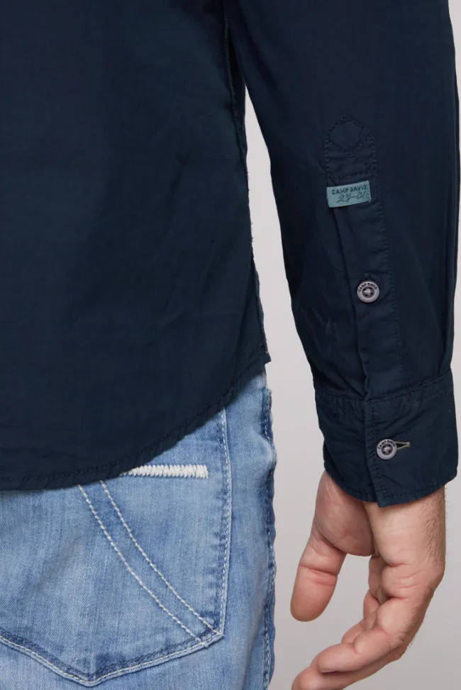 Herren CAMP DAVID & SOCCX Langarmhemd mit Logo-Stickereien blue navy