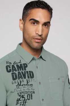 Herren CAMP DAVID & SOCCX Langarmhemd mit Logo-Stickereien