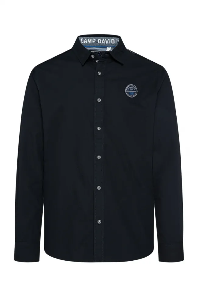 Herren CAMP DAVID & SOCCX Langarmhemd mit Strukturstreifen blue navy