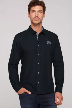 Herren CAMP DAVID & SOCCX Langarmhemd mit Strukturstreifen blue navy