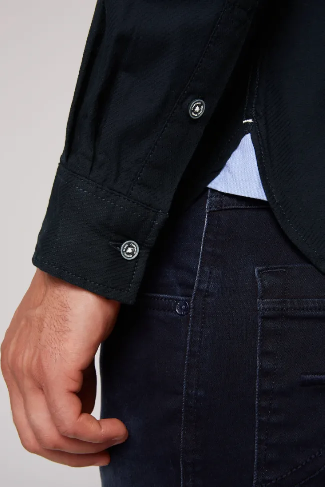 Herren CAMP DAVID & SOCCX Langarmhemd mit Strukturstreifen blue navy