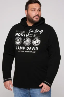 Herren CAMP DAVID & SOCCX Langarmshirt mit Kapuze und Print