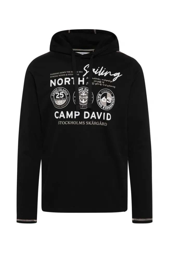 Herren CAMP DAVID & SOCCX Langarmshirt mit Kapuze und Print