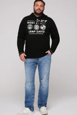 Herren CAMP DAVID & SOCCX Langarmshirt mit Kapuze und Print