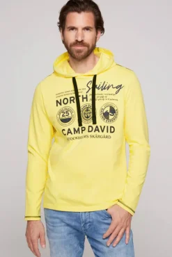 Herren CAMP DAVID & SOCCX Langarmshirt mit Kapuze und Print light lime