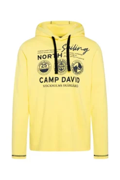 Herren CAMP DAVID & SOCCX Langarmshirt mit Kapuze und Print light lime