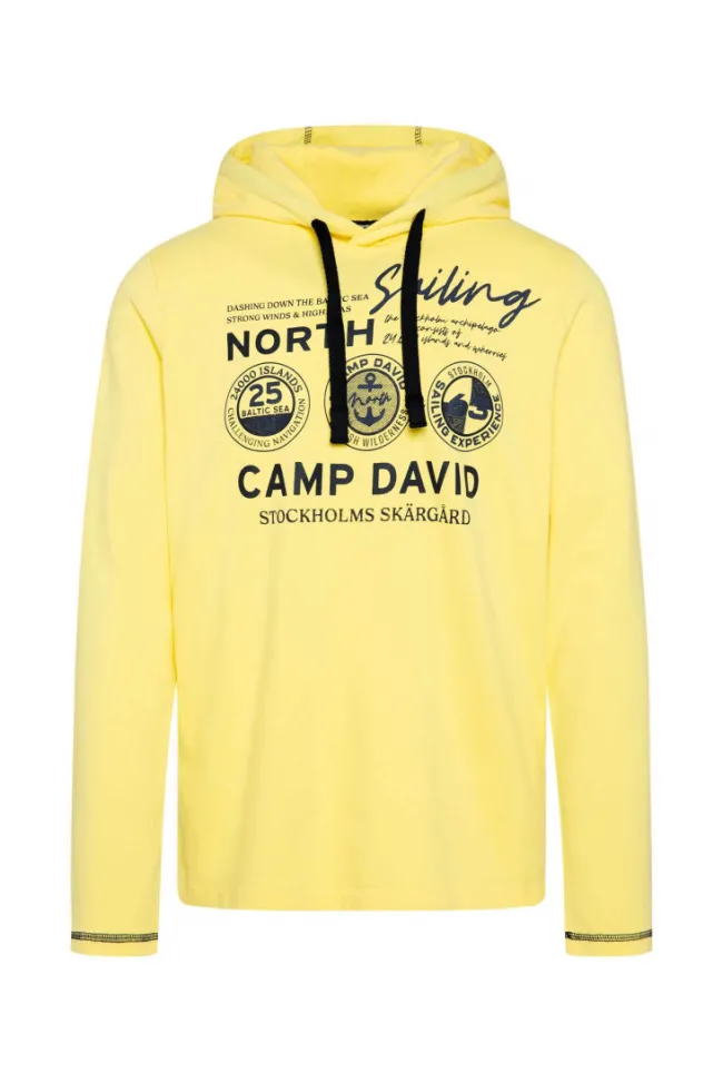 Herren CAMP DAVID & SOCCX Langarmshirt mit Kapuze und Print light lime