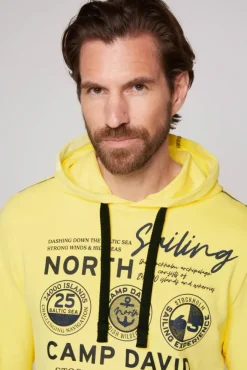 Herren CAMP DAVID & SOCCX Langarmshirt mit Kapuze und Print light lime