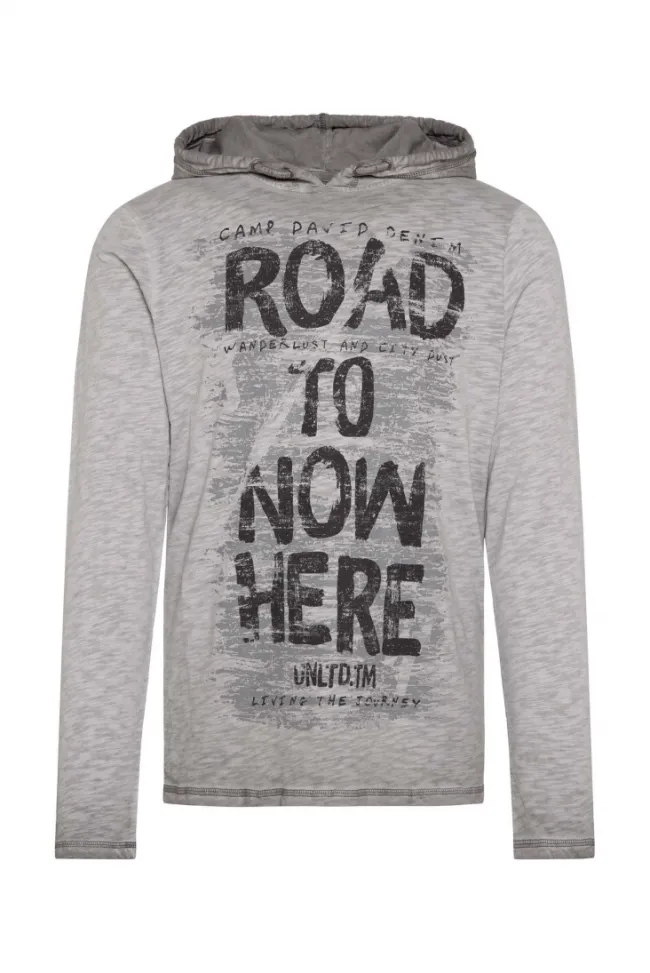 Herren CAMP DAVID & SOCCX Langarmshirt mit Kapuze und Vintage Print | 4XL