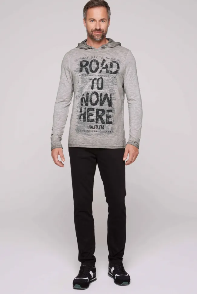 Herren CAMP DAVID & SOCCX Langarmshirt mit Kapuze und Vintage Print | 4XL
