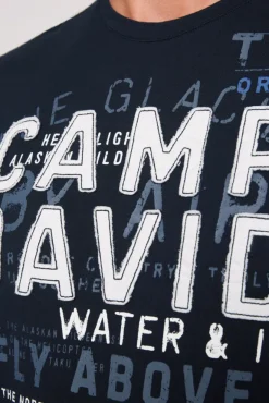 Herren CAMP DAVID & SOCCX Langarmshirt mit Label-Applikationen blue navy