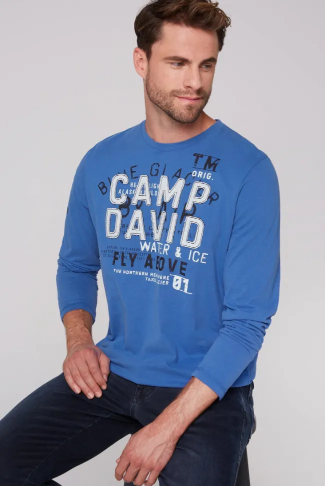 Herren CAMP DAVID & SOCCX Langarmshirt mit Label-Applikationen strong blue