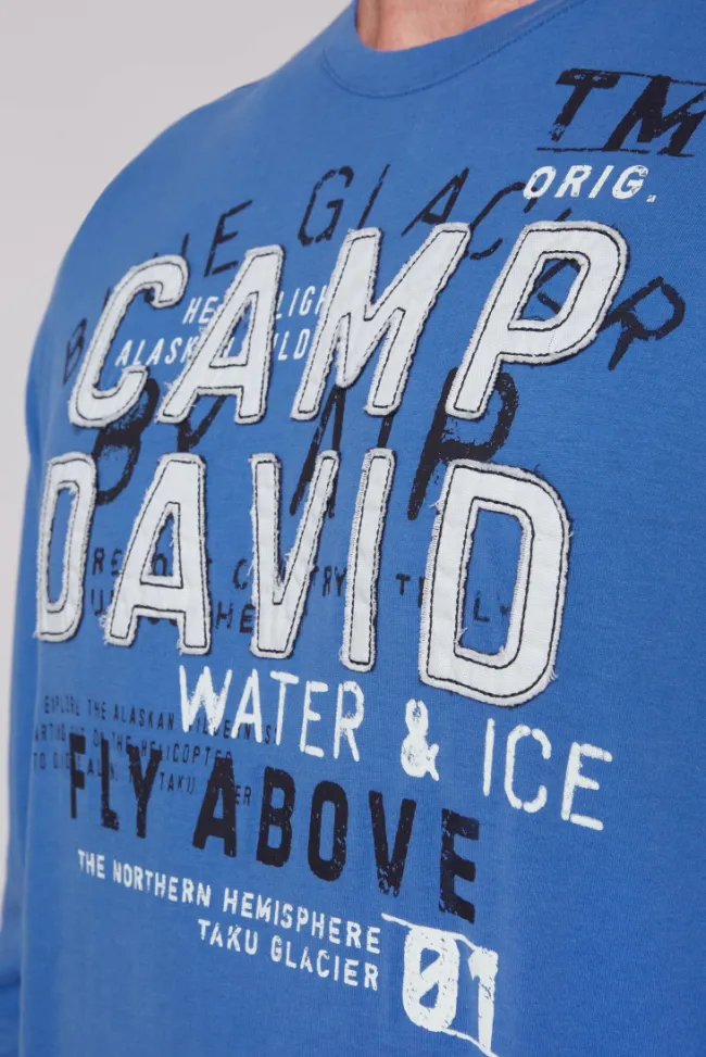Herren CAMP DAVID & SOCCX Langarmshirt mit Label-Applikationen strong blue