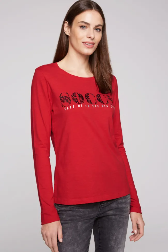 Damen CAMP DAVID & SOCCX Langarmshirt mit Logo Print flame scarlet