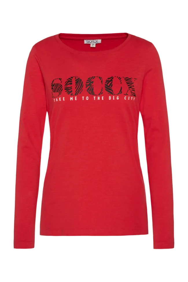 Damen CAMP DAVID & SOCCX Langarmshirt mit Logo Print flame scarlet