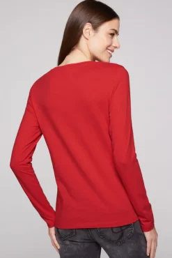 Damen CAMP DAVID & SOCCX Langarmshirt mit Logo Print flame scarlet