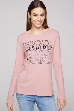 Damen CAMP DAVID & SOCCX Langarmshirt mit Logo Print milky rose | XL