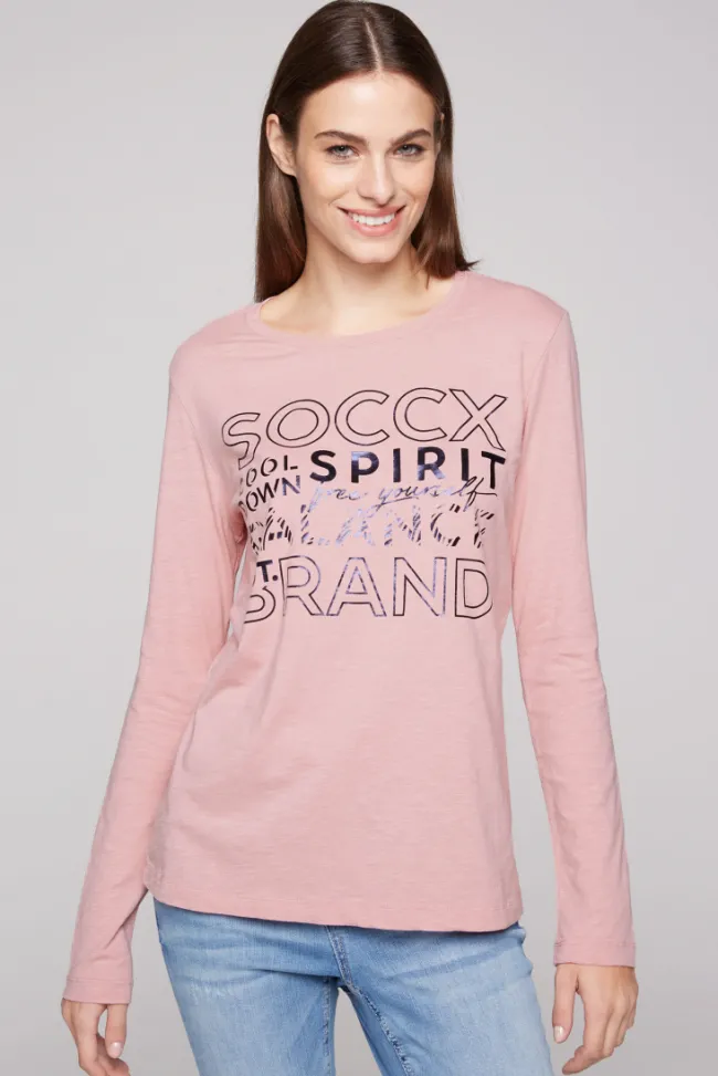 Damen CAMP DAVID & SOCCX Langarmshirt mit Logo Print milky rose | XL