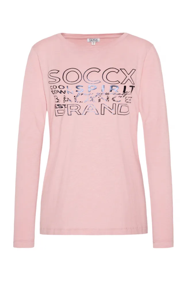 Damen CAMP DAVID & SOCCX Langarmshirt mit Logo Print milky rose | XL