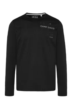 Herren CAMP DAVID & SOCCX Langarmshirt mit reflektierendem Rücken-Print