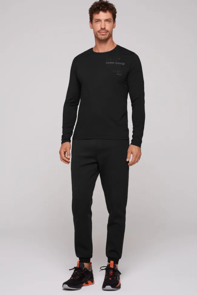 Herren CAMP DAVID & SOCCX Langarmshirt mit reflektierendem Rücken-Print
