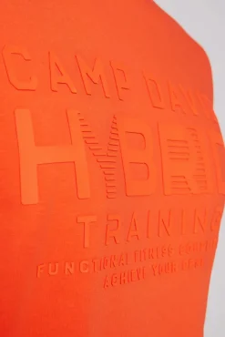 Herren CAMP DAVID & SOCCX Langarmshirt mit Rubber Print signal orange