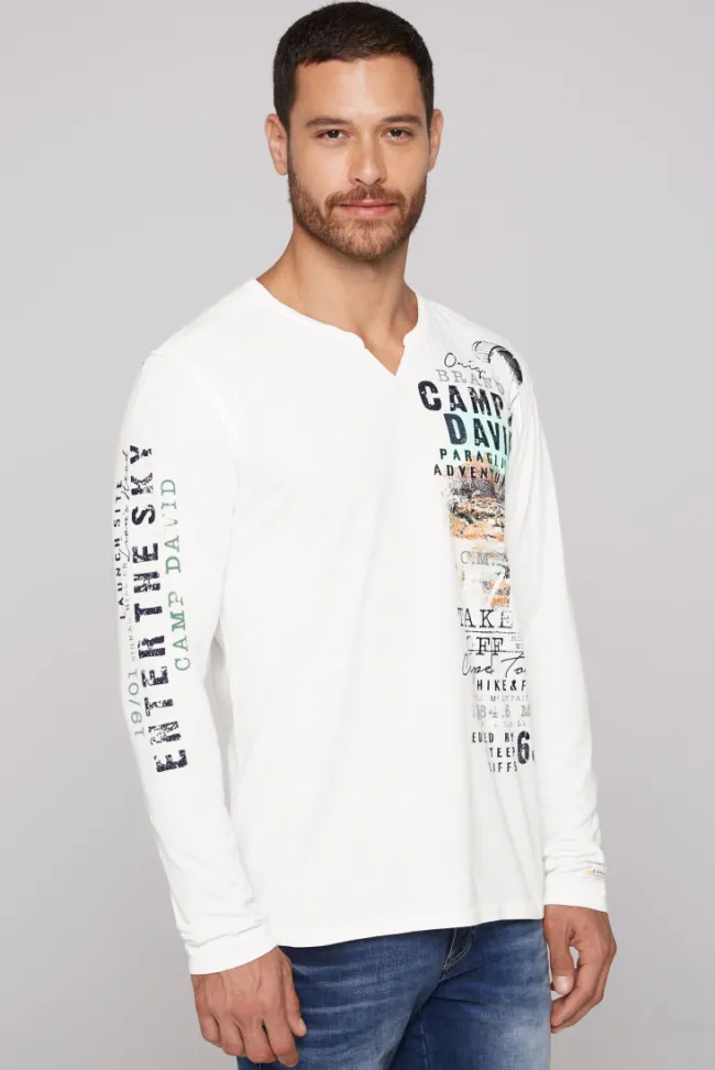 Herren CAMP DAVID & SOCCX Langarmshirt mit Twill-Patches und Artworks