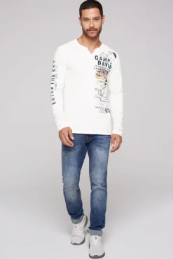 Herren CAMP DAVID & SOCCX Langarmshirt mit Twill-Patches und Artworks