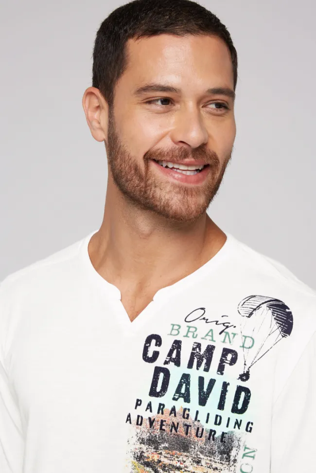 Herren CAMP DAVID & SOCCX Langarmshirt mit Twill-Patches und Artworks