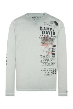 Herren CAMP DAVID & SOCCX Langarmshirt mit Twill-Patches und Artworks