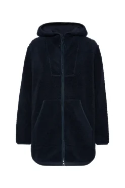 Damen CAMP DAVID & SOCCX Lange Kapuzenjacke aus Teddyplüsch blue navy