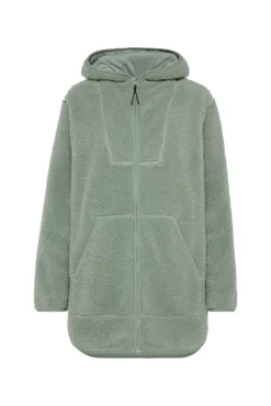 Damen CAMP DAVID & SOCCX Lange Kapuzenjacke aus Teddyplüsch muted aqua