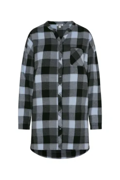 Damen CAMP DAVID & SOCCX Lange Karobluse aus Flanell cozy blue