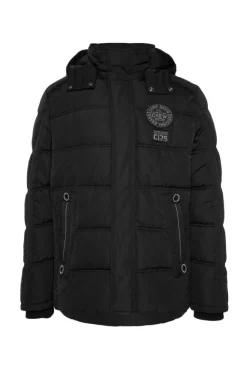 Herren CAMP DAVID & SOCCX Lange Steppjacke mit Kapuze und Rücken-Artwork