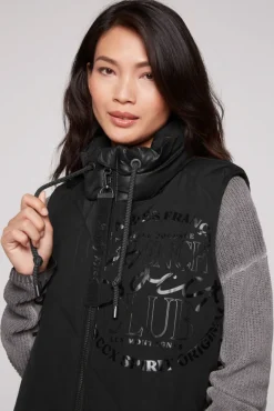 Damen CAMP DAVID & SOCCX Lange Steppweste mit Shiny-Details