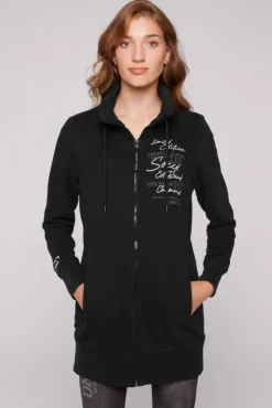 Damen CAMP DAVID & SOCCX Lange Sweatjacke mit hohem Kragen