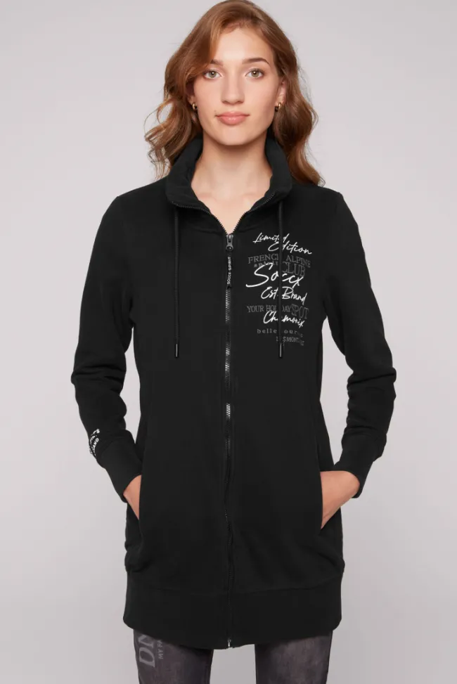 Damen CAMP DAVID & SOCCX Lange Sweatjacke mit hohem Kragen