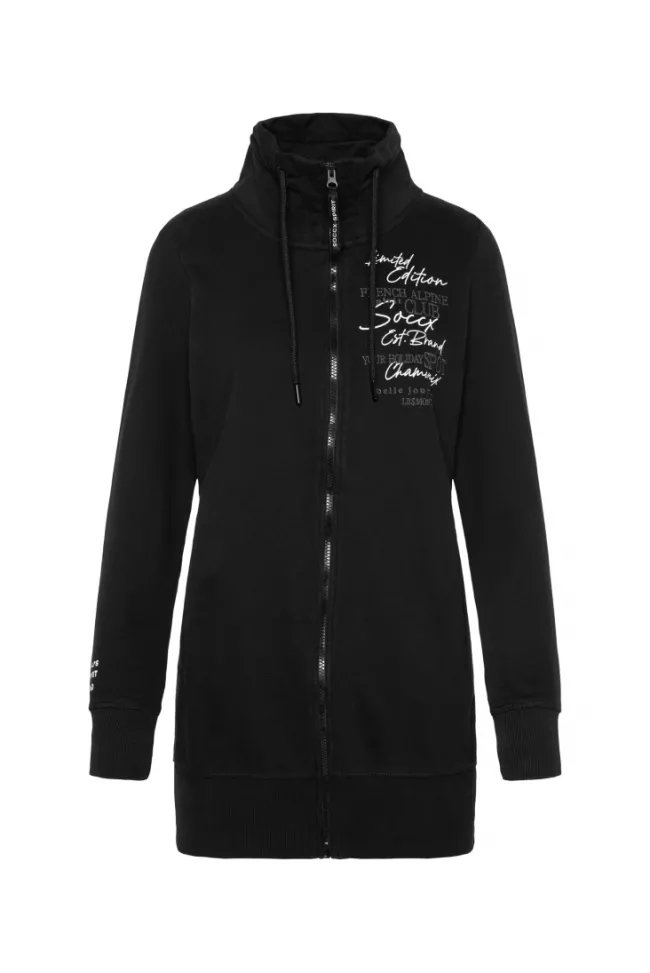 Damen CAMP DAVID & SOCCX Lange Sweatjacke mit hohem Kragen