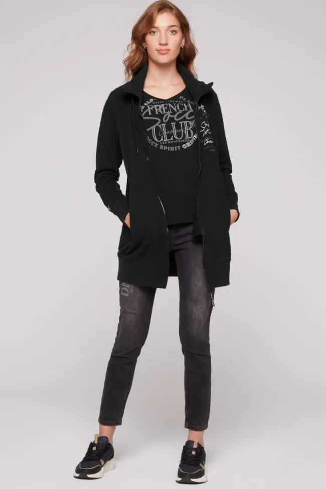 Damen CAMP DAVID & SOCCX Lange Sweatjacke mit hohem Kragen