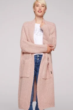 Damen CAMP DAVID & SOCCX Langer Cardigan mit Perlmuster rose blush