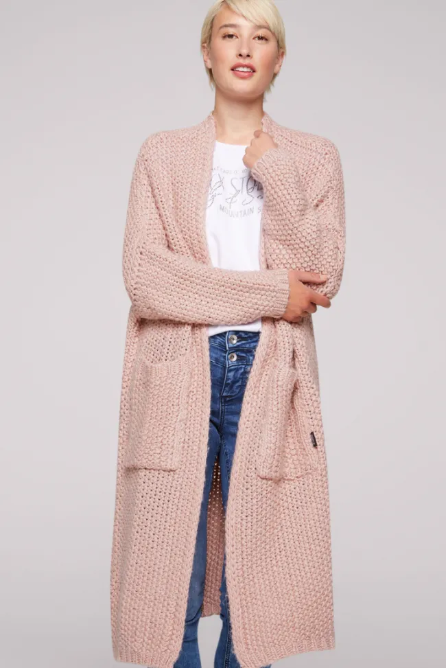 Damen CAMP DAVID & SOCCX Langer Cardigan mit Perlmuster rose blush