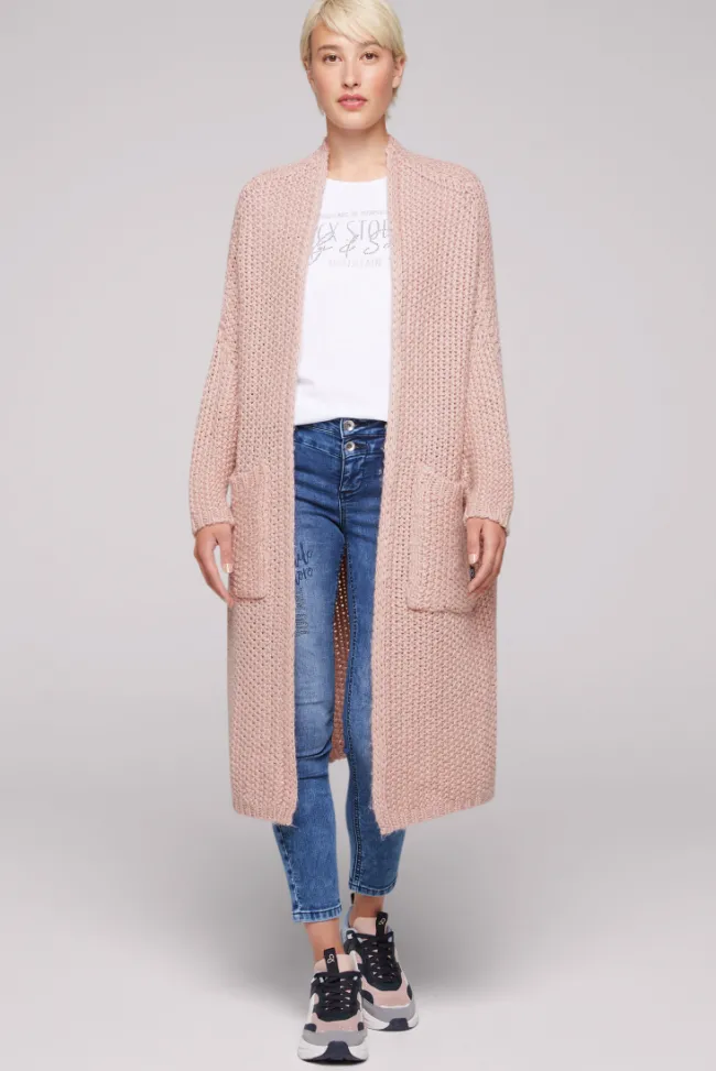 Damen CAMP DAVID & SOCCX Langer Cardigan mit Perlmuster rose blush
