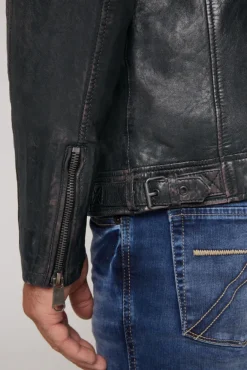 Herren CAMP DAVID & SOCCX Lederjacke im Racing-Stil mit Patches