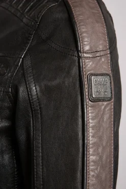 Herren CAMP DAVID & SOCCX Lederjacke mit Racing-Streifen am Ärmel