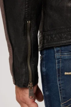 Herren CAMP DAVID & SOCCX Lederjacke mit Racing-Streifen am Ärmel