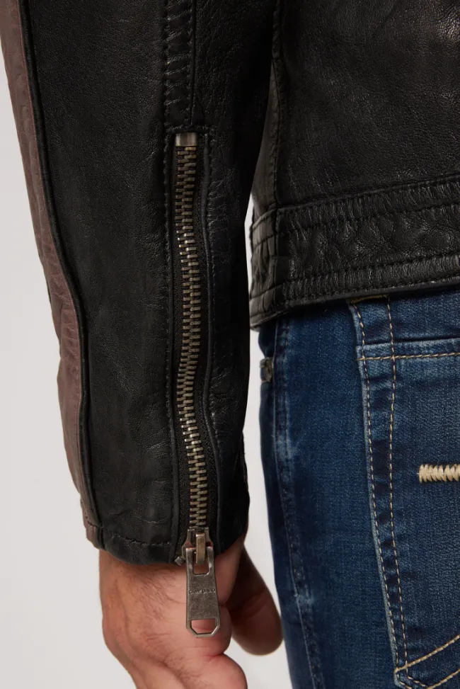 Herren CAMP DAVID & SOCCX Lederjacke mit Racing-Streifen am Ärmel